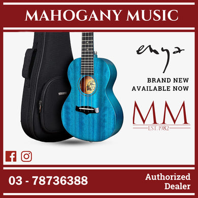Enya 23 Inch Concert Ukulele, Solid Mahogany Top with Gig Bag ( EUC-25D / EUC25D / ENY-EUC25D) Blue