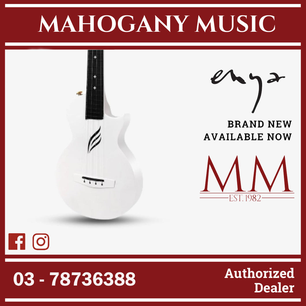 Enya Nova U Series 23 Inch Carbon Travel Concert Ukulele with Case (ENY-NOVAU / NOVA) White
