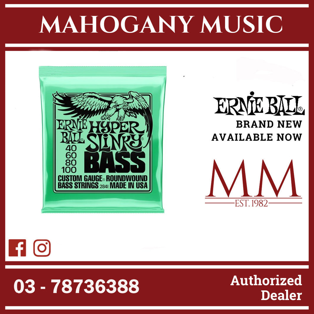 Ernie Ball P02841 Hyper Slinky Bass Nickel Wound Electric Bass Strings, 40-100 Gauge