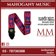 Ernie Ball P04698 Jacquard Guitar Strap, Red and Blue Peace Love Dove