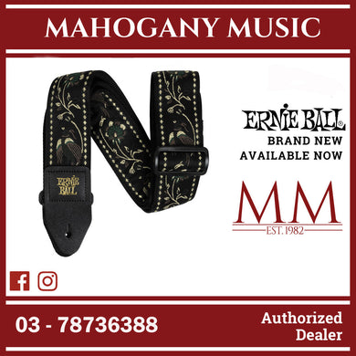 Ernie Ball P05372 Classic Jacquard Guitar Strap, Black Pleasant Pheasant