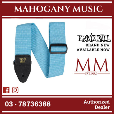 Ernie Ball P05377 Polypro Guitar Strap with Leather Ends, Breaker Blue