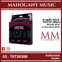 Ernie Ball P06044 Coiled Straight to Straight Instrument Cable, Black, 30ft