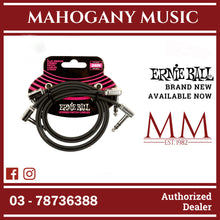 Ernie Ball P06406 Flat Ribbon Stereo Patch Cable, Right Angle to Right Angle, Black, 24-inch, 2-Pack