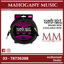 Ernie Ball P06423 Headphone Extension Cable 1/4 to 3.5mm 20 Ft, Black