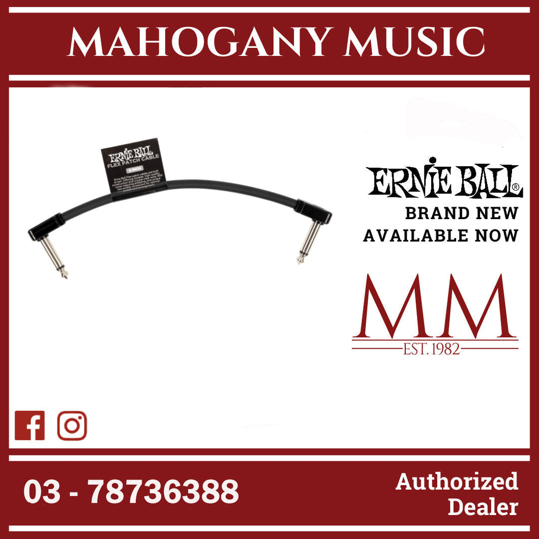 Ernie Ball P06439 FLEX Instrument Patch Cable 6 Inch Single, Black