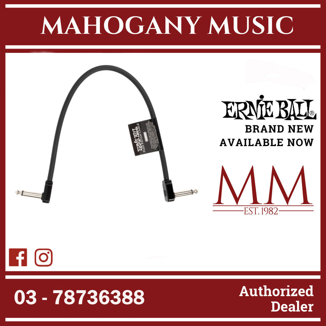 Ernie Ball P06440 FLEX Instrument Patch Cable 12 Inch Single, Black