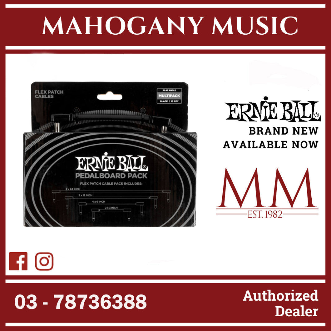 Ernie Ball P06462 FLEX Instrument Patch Cable Multi-Pack, Black