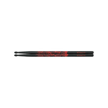 Tama 5A-F-BR Rhythmic Fire Series 5A Japanese Oak Drumsticks, Black Red Pattern