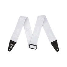 Fender Weighless Running Logo Guitar Strap, White/White, 2inch