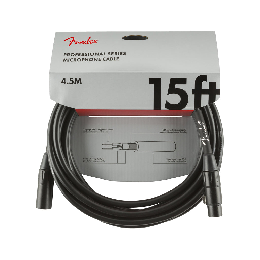 Fender Professional Series Microphone Cable, 15ft, Black