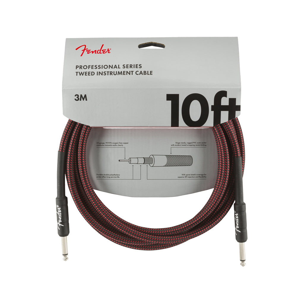 Fender Professional Series Instrument Cable, 10ft, Red Tweed