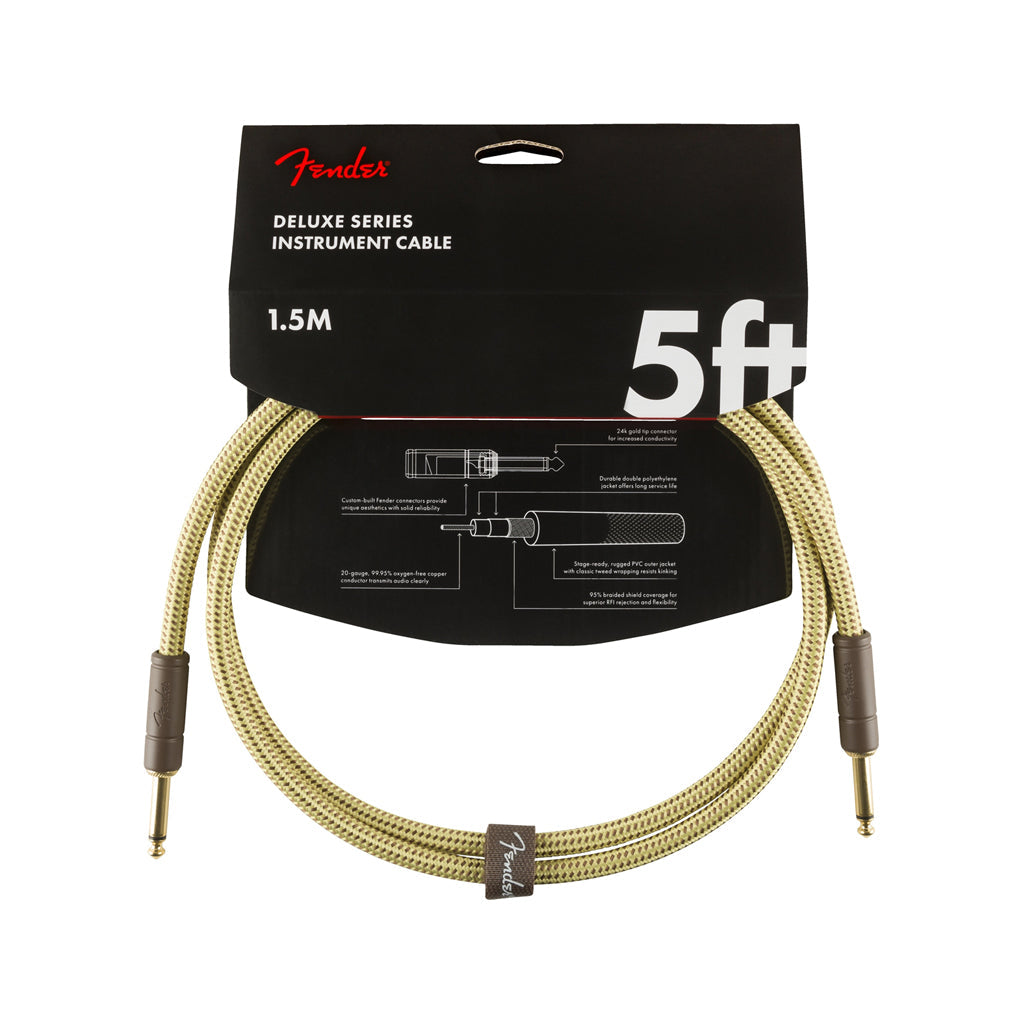 Fender Deluxe Series Instrument Cable, 5ft, Tweed