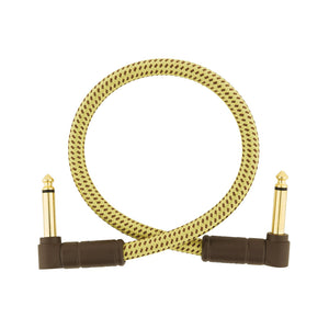 Fender Deluxe Series Angled Instrument Cable, 1ft, Tweed