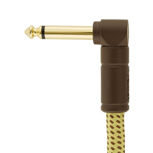 Fender Deluxe Series Angled Instrument Cable, 3ft, Tweed