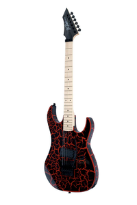 B.C. Rich Gunslinger Retro II with Floyd Rose Electric Guitar - Red Crackle