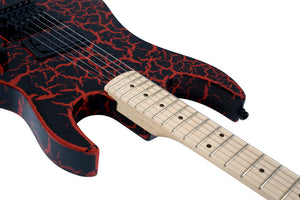 B.C. Rich Gunslinger Retro II with Floyd Rose Electric Guitar - Red Crackle