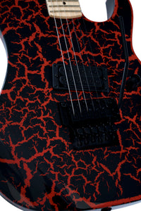 B.C. Rich Gunslinger Retro II with Floyd Rose Electric Guitar - Red Crackle