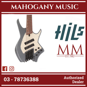 HILS NEXT HNB5-5 String Multi-Scale Bass w Fanned Frets - Gloss Gunmetal Grey