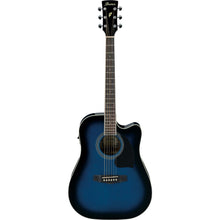 Ibanez PF15ECE-TBS Performance Series Acoustic Electric Guitar, Transparent Blue Sunburst High Gloss