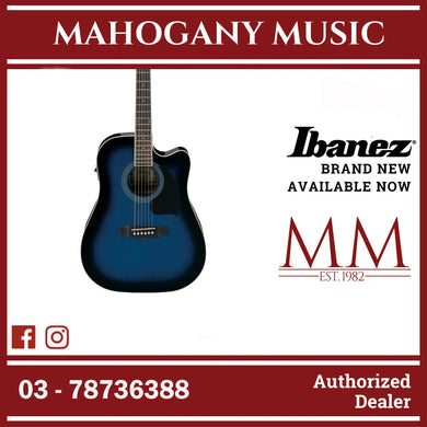 Ibanez PF15ECE-TBS Performance Series Acoustic Electric Guitar, Transparent Blue Sunburst High Gloss
