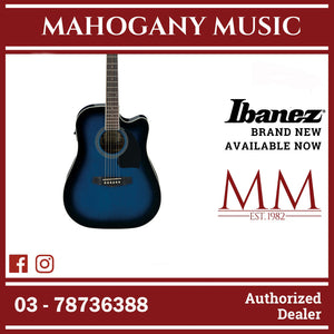 Ibanez PF15ECE-TBS Performance Series Acoustic Electric Guitar, Transparent Blue Sunburst High Gloss