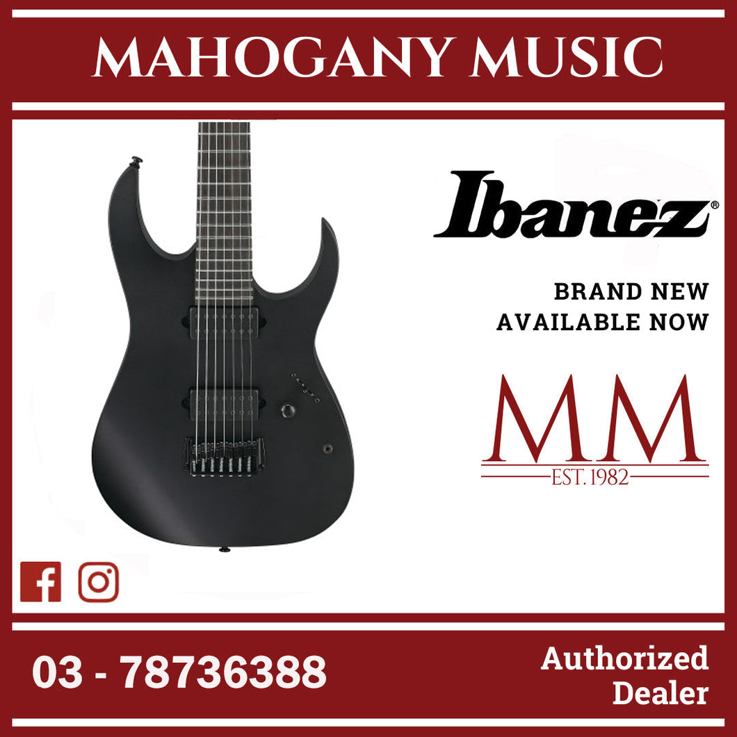 Ibanez RGIXL7-BKF RG Series 7-Strings Electric Guitar, Black Flat
