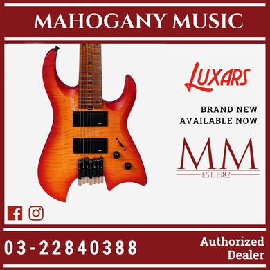Luxars Headless S-G63-7 7 String Cherry Sunburst Electric Guitar