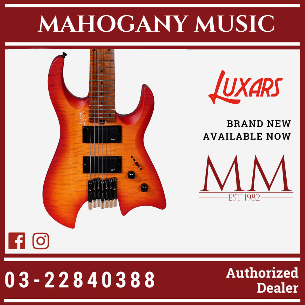 Luxars Headless S-G63-7 7 String Cherry Sunburst Electric Guitar