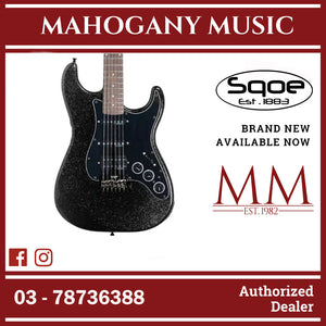 SQOE SEST880 HSS Roasted Maple Smart Electric Guitar ( SEST / SEST-800 / ST 800 ) Obsidian Black