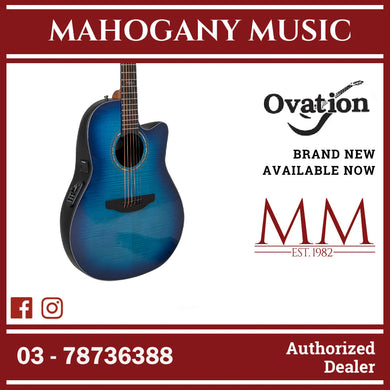 Ovation CS24P-BLFL-G E-Acoustic Guitar Celebrity Standard Plus Mid Cutaway Blue Flamed Maple