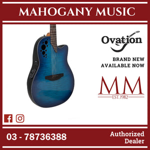 Ovation CE44P-BLFL-G E-Acoustic Guitar Celebrity Elite Plus Mid Cutaway Blue Flamed Maple