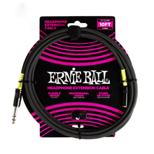 Ernie Ball P06422 Headphone Extension Cable 1/4 to 3.5mm 10 Ft, Black