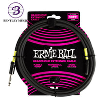 Ernie Ball P06422 Headphone Extension Cable 1/4 to 3.5mm 10 Ft, Black
