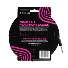 Ernie Ball P06423 Headphone Extension Cable 1/4 to 3.5mm 20 Ft, Black