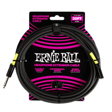 Ernie Ball P06423 Headphone Extension Cable 1/4 to 3.5mm 20 Ft, Black