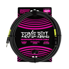 Ernie Ball P06424 Headphone Extension Cable 3.5mm to 3.5mm 10 Ft, Black