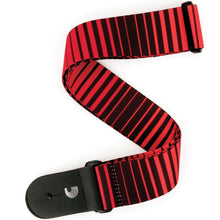 D'Addario P20S1507 Polyester Woven Guitar Strap, Optical Stripes Art, Red