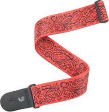 D'Addario P20W1417 Printed Polyester Woven Guitar Strap, Red Paisley