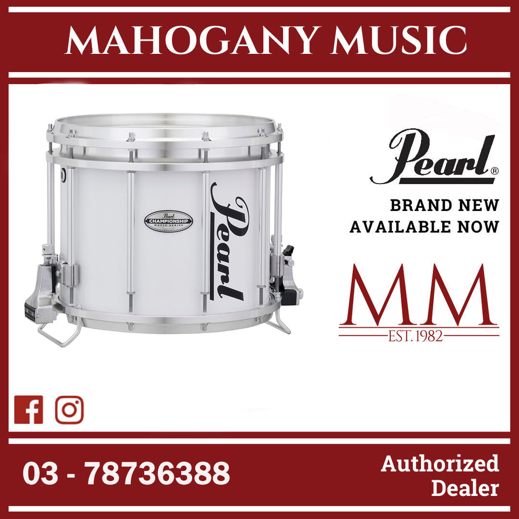 Pearl FFXM1412/A-33 14 Inch x 12 Inch Championship Maple FFX Marching Snare Drum, Pure White