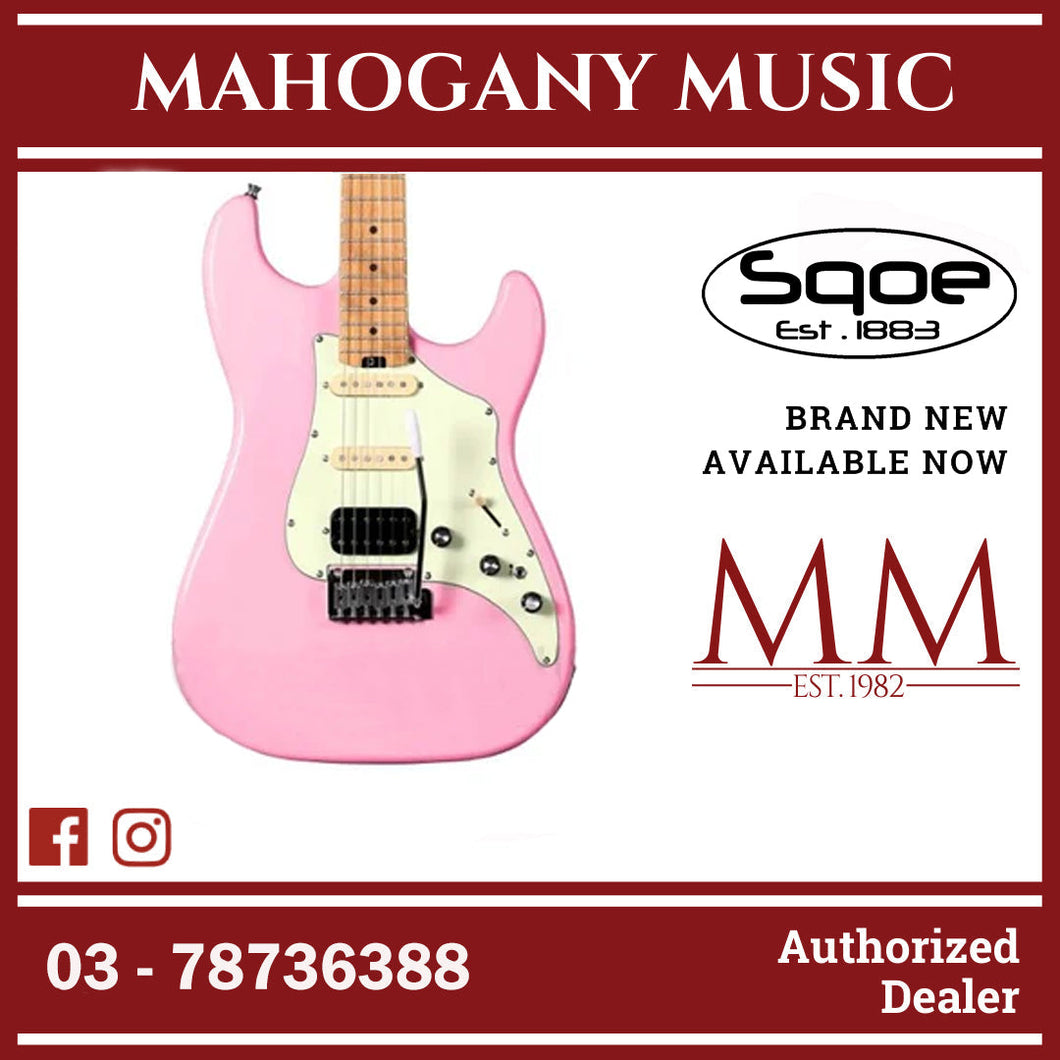 SQOE SEST800 HSS Roasted Maple Series Electric Guitar ( SEST / SEST-800 / ST 800 ) pink