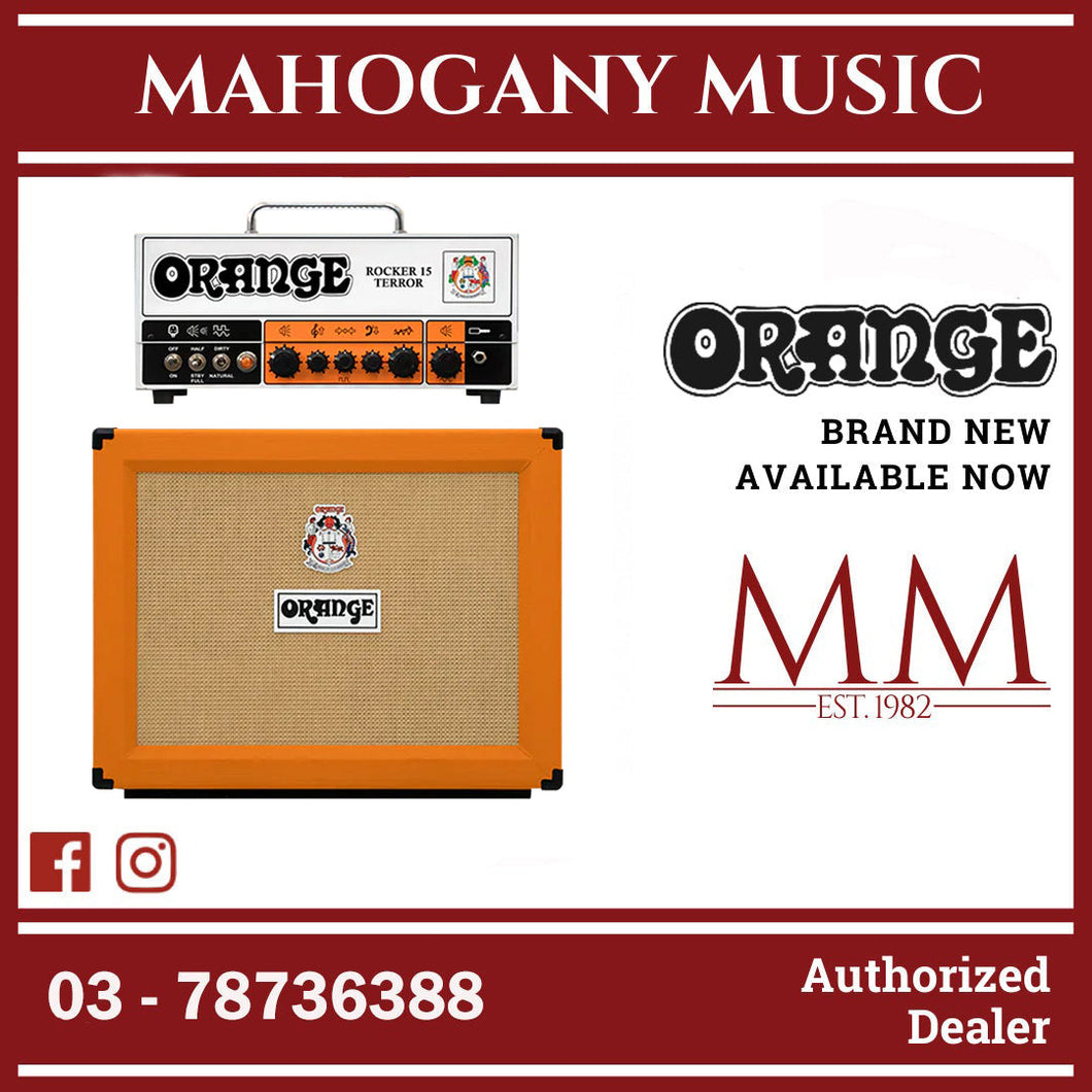 Orange Rocker 15 Terror 15-watt 2-channel Tube Head with Orange PPC212OB 120-watt 2x12 Cabinet
