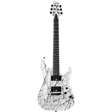 Schecter C-1 Ink Bomb Electric Guitar - White with Black Splatters