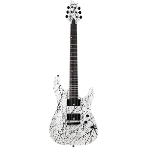 Schecter C-1 Ink Bomb Electric Guitar - White with Black Splatters
