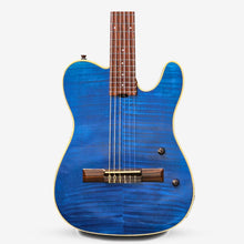 SQOE Spain SEGD900 Electroacoustic Silent Nylon Guitar with Piezo Pickups, Quilted Maple Top Blue