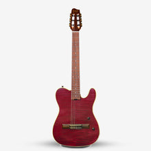 SQOE Spain SEGD900 Electroacoustic Silent Nylon Guitar with Piezo Pickups, Quilted Maple Top Red