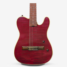 SQOE Spain SEGD900 Electroacoustic Silent Nylon Guitar with Piezo Pickups, Quilted Maple Top Red