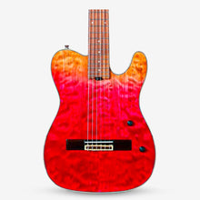 SQOE Spain SEGD900 Electroacoustic Silent Nylon Guitar with Piezo Pickups, Quilted Maple Top Strawberry Red
