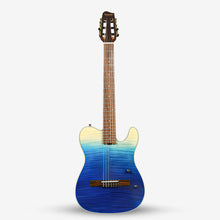 SQOE Spain SEGD900 Electroacoustic Silent Nylon Guitar with Piezo Pickups, Quilted Maple Top Caribbean Fade Surf