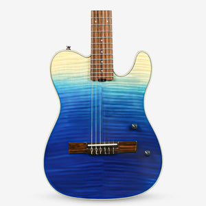 SQOE Spain SEGD900 Electroacoustic Silent Nylon Guitar with Piezo Pickups, Quilted Maple Top Caribbean Fade Surf